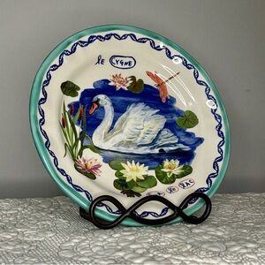 Anthropologie Nathalie Lete "Swan Lake" Art Stoneware Pottery Plate - 10"